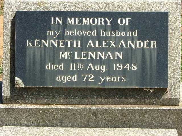 Photo of headstones/Kenneth Alexander McLennan (bn 1876) hdstn Tamworth